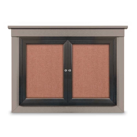 United Visual Products 24"x36" 1-Door Enclosed Letterboard, Blue Vinyl/Cherry UV2621O-CHERRY-BARBLU